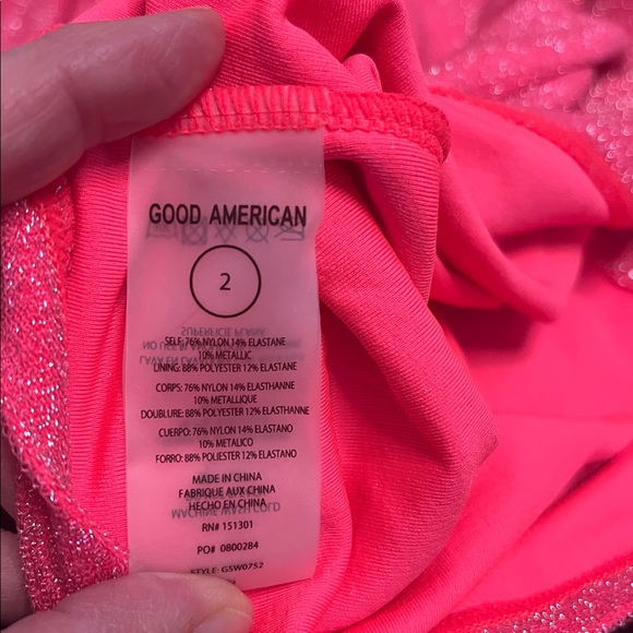 Good American Sparkle Mini Dress – Size 2 | Hot Pink Metallic Knit | Like New - Picture 6 of 8